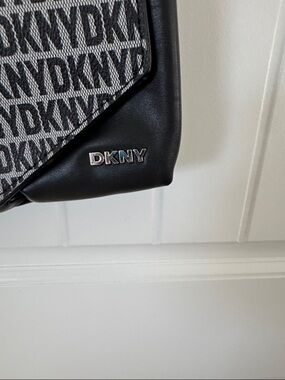 DKNY Black & Gray Logo Jacquard Crossbody Bag